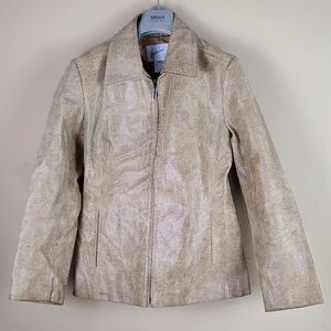 Leather blazer snakeskin-look leather, small, beige